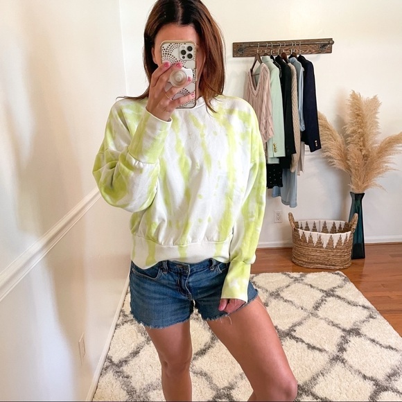Tie Dye Cropped Cotton Sweatshirt L - Picture 1 of 6